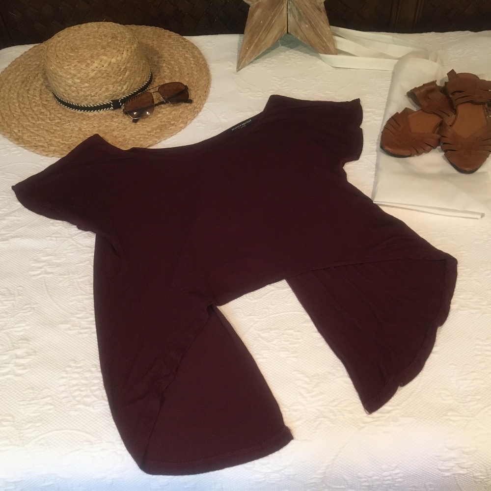Maroon, Open-Back Blouse- Brandy Melville